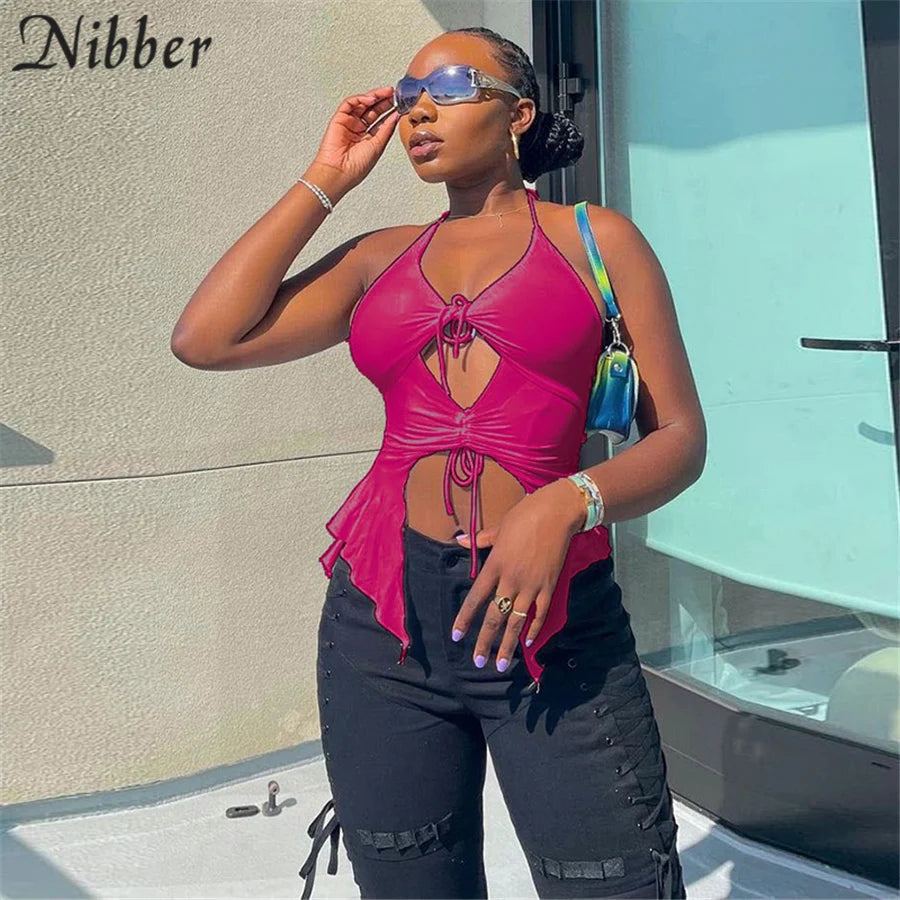 Irregular Hollow Sling Crop Top