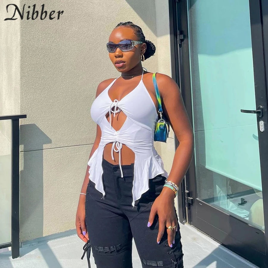 Irregular Hollow Sling Crop Top