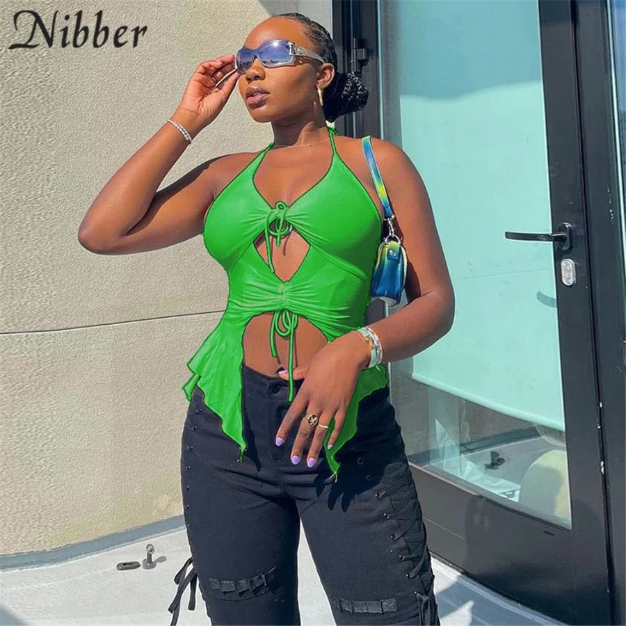 Irregular Hollow Sling Crop Top