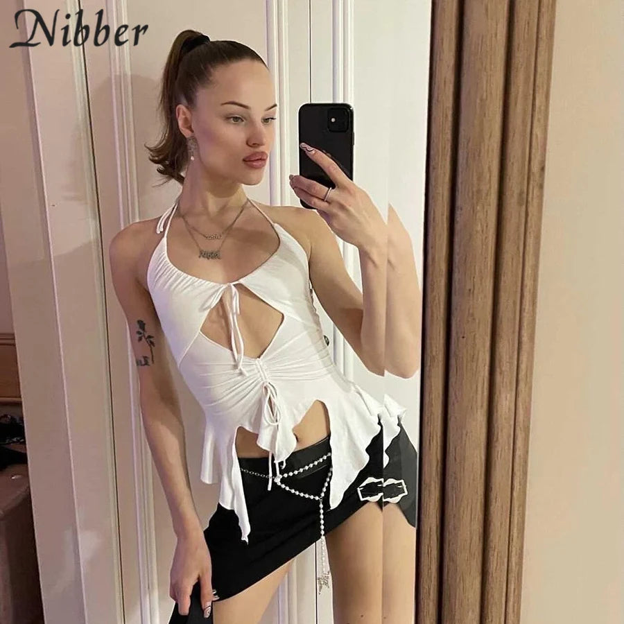 Irregular Hollow Sling Crop Top