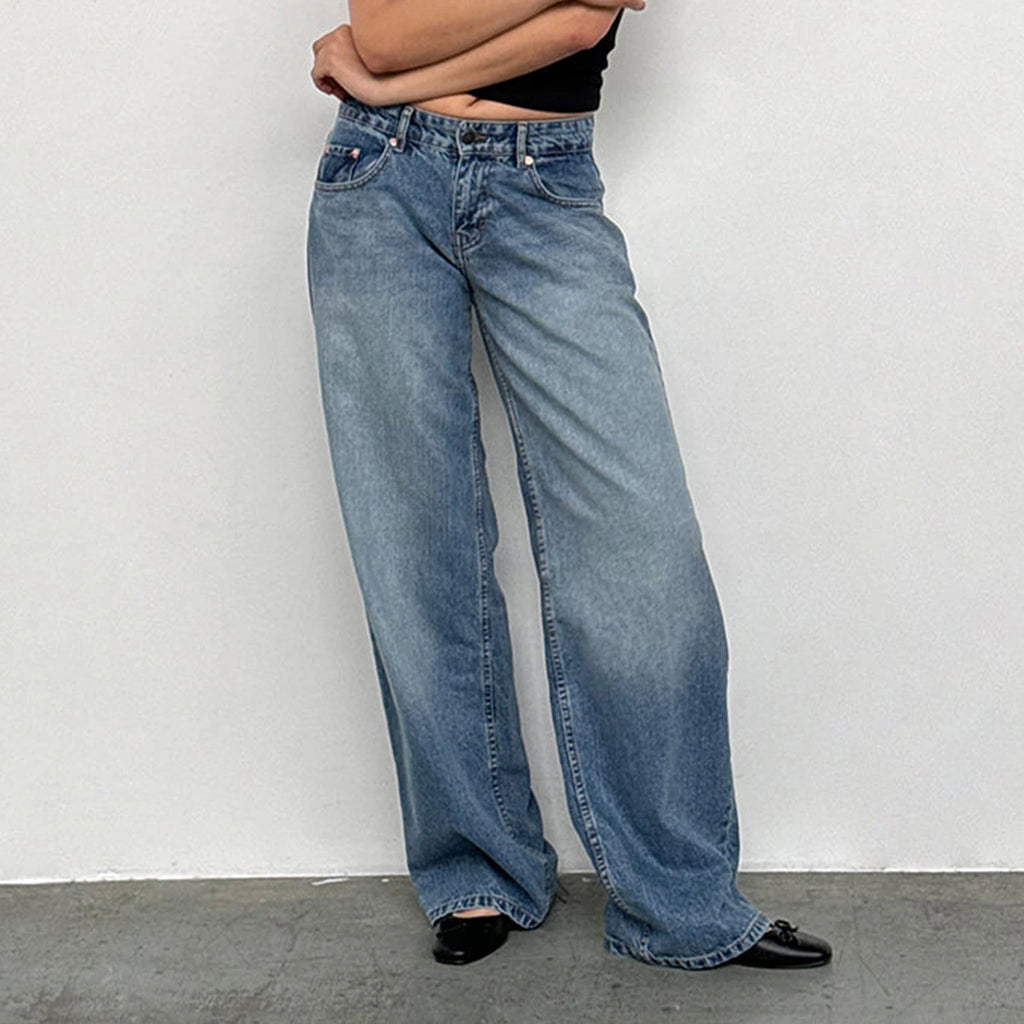 Y2K Vintage Zipper Button Low-Waist Baggy Jeans