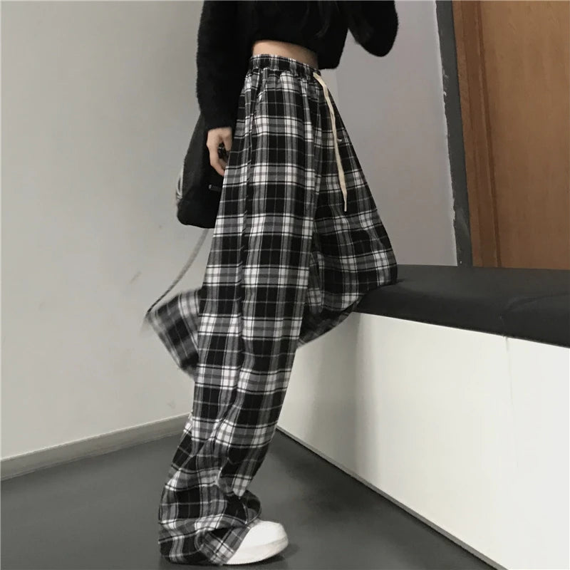 Oversized Black Plaid Sweatpants