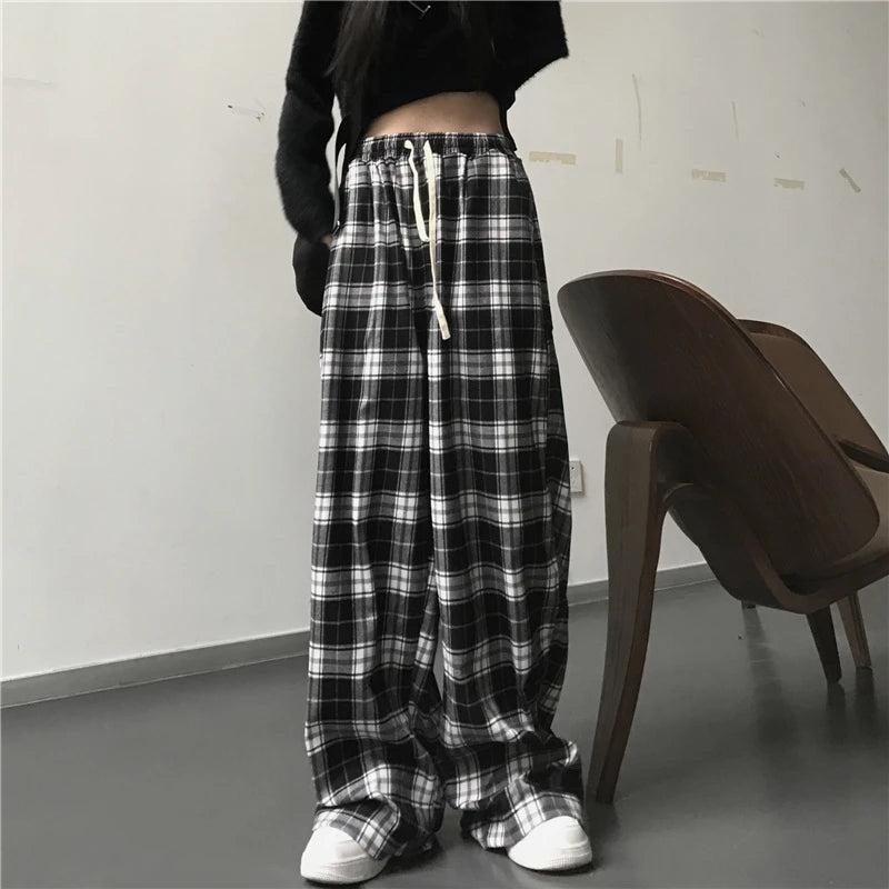 Oversized Black Plaid Sweatpants