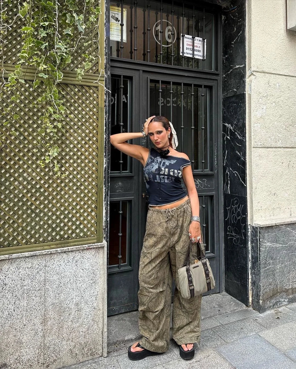 Leaf Pattern Cargo Pants