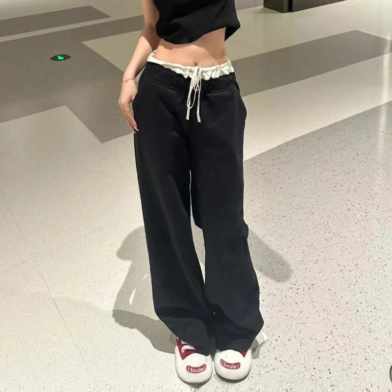 Lace High-Waist Baggy Sweatpants