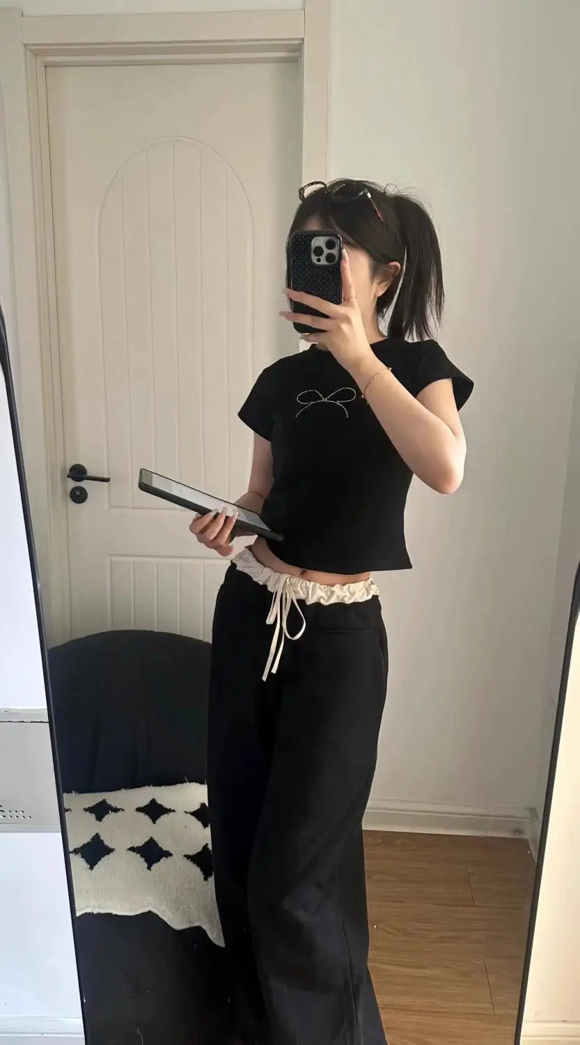 Lace High-Waist Baggy Sweatpants