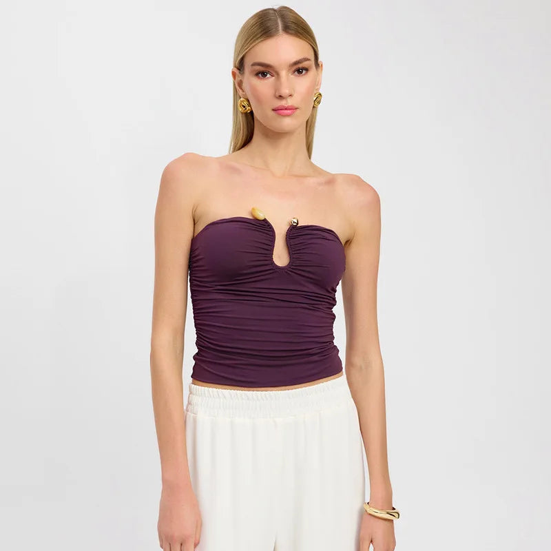 Metal Charm Crop Top