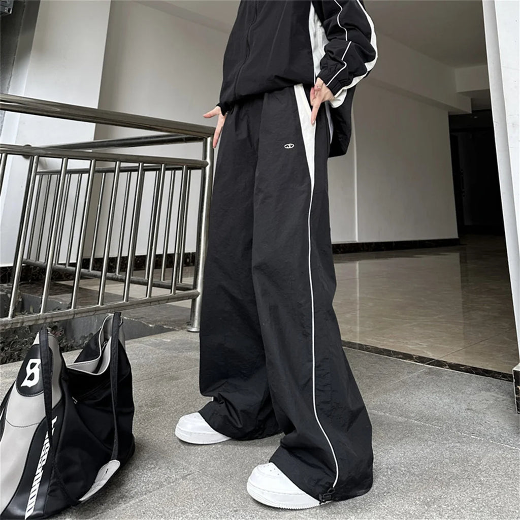 Y2K Wide-Leg Drawstring Cargo Sweatpants