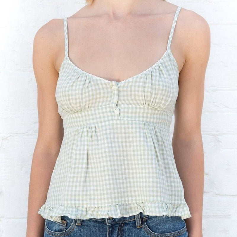 Grunge Plaid Ruffle Camisole