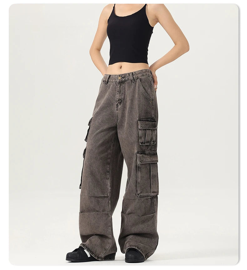 Spring & Autumn Women Cargo Jeans