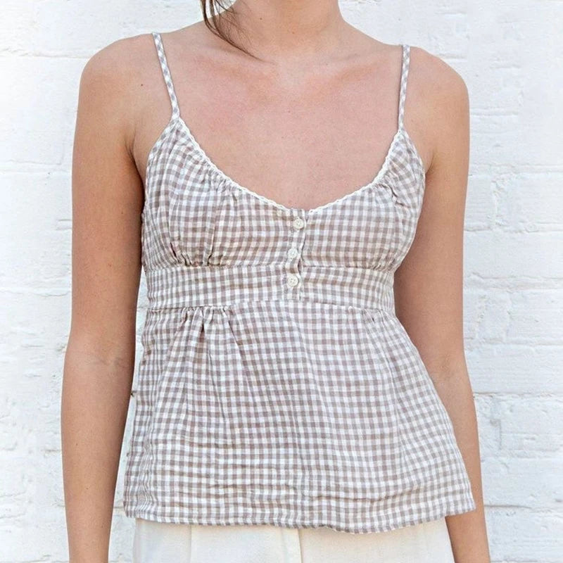 Grunge Plaid Ruffle Camisole