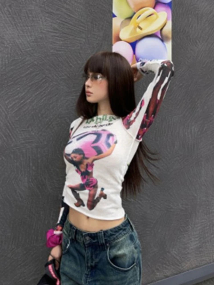 Korean Fashion Long Sleeve Crop Top