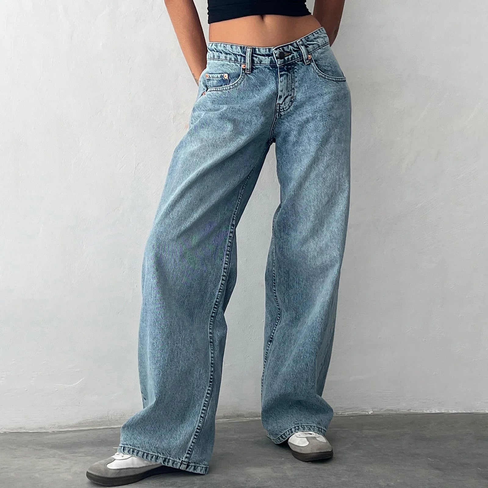 Y2K Wide-Leg Low-Waist Denim Jeans
