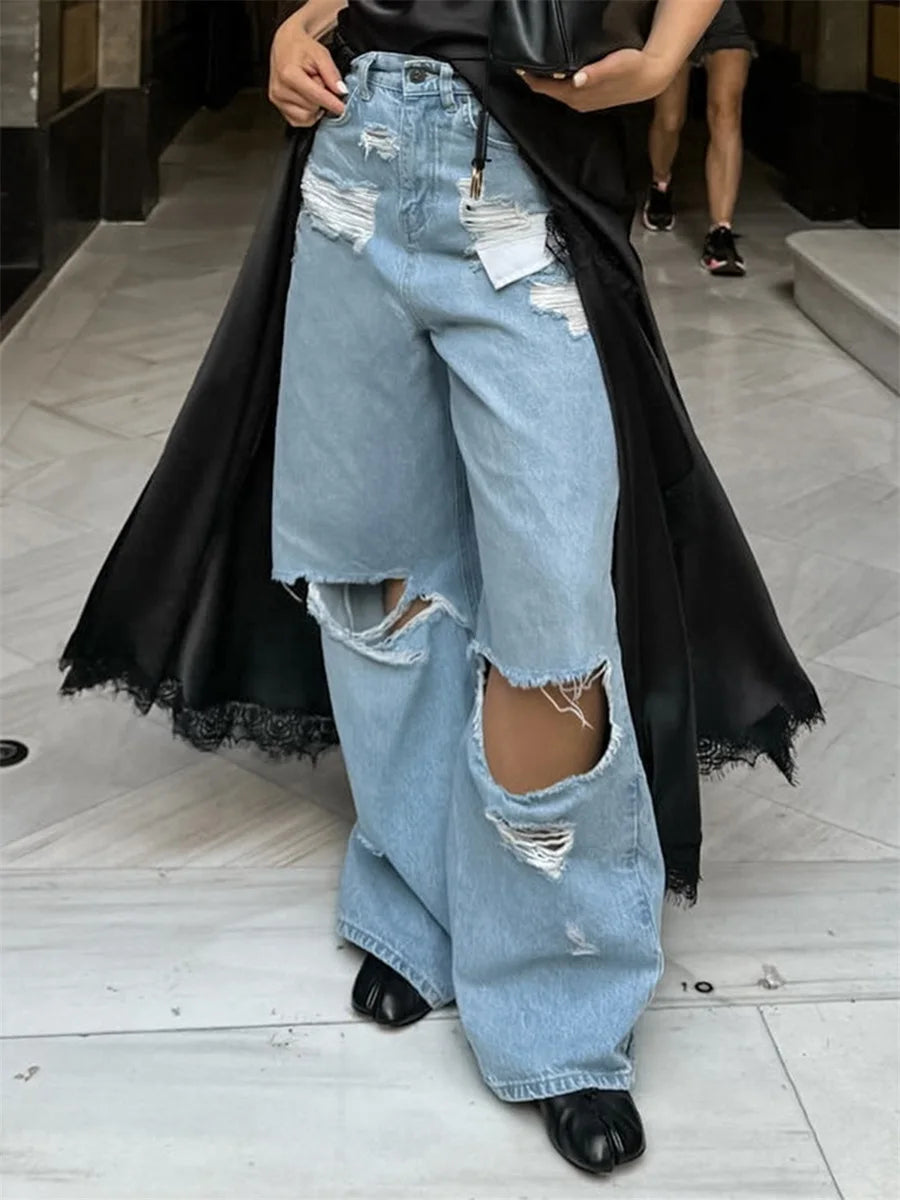 Low-Rise Ripped Boyfriend Flare Jeans