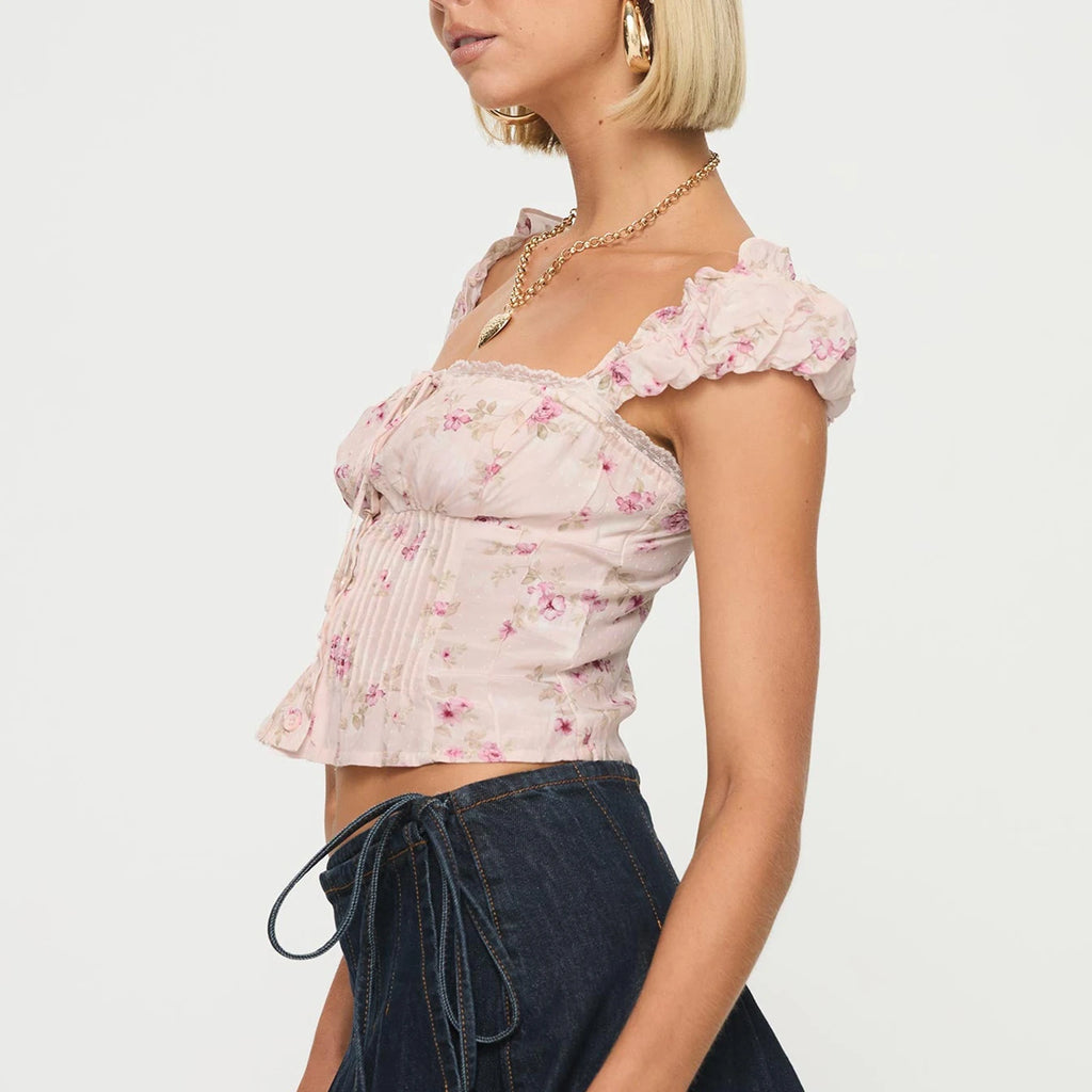 Cute Floral Crop Tank Top