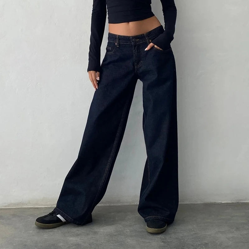 Y2K Aesthetic Wide-Leg Boyfriend Jeans