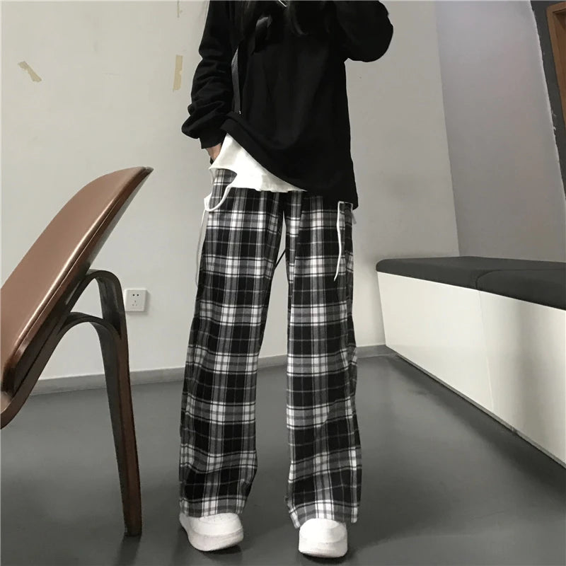 Oversized Black Plaid Sweatpants