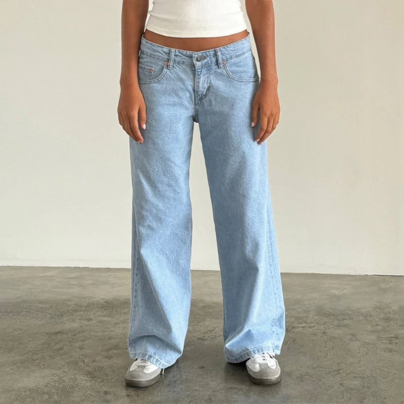 Y2K Aesthetic Wide-Leg Boyfriend Jeans