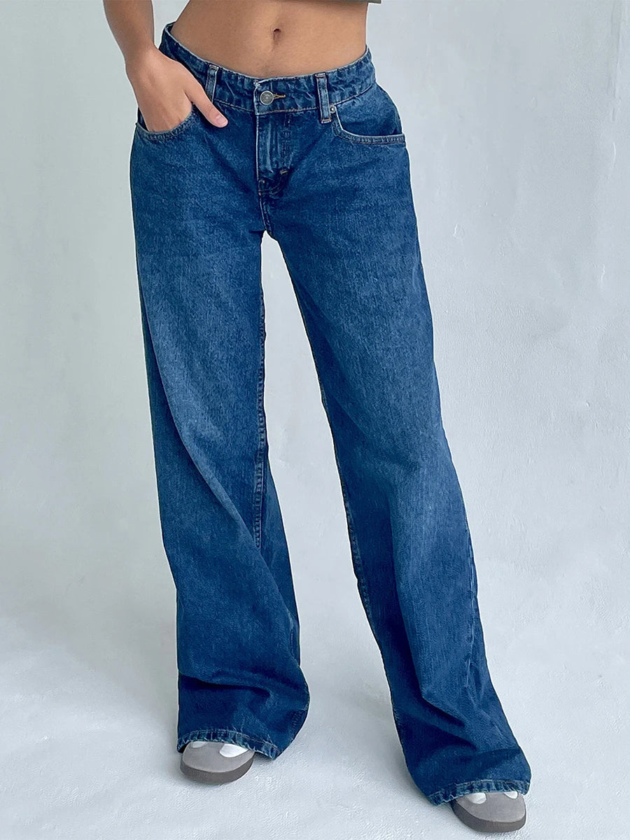 Y2K Wide-Leg Low-Waist Denim Jeans