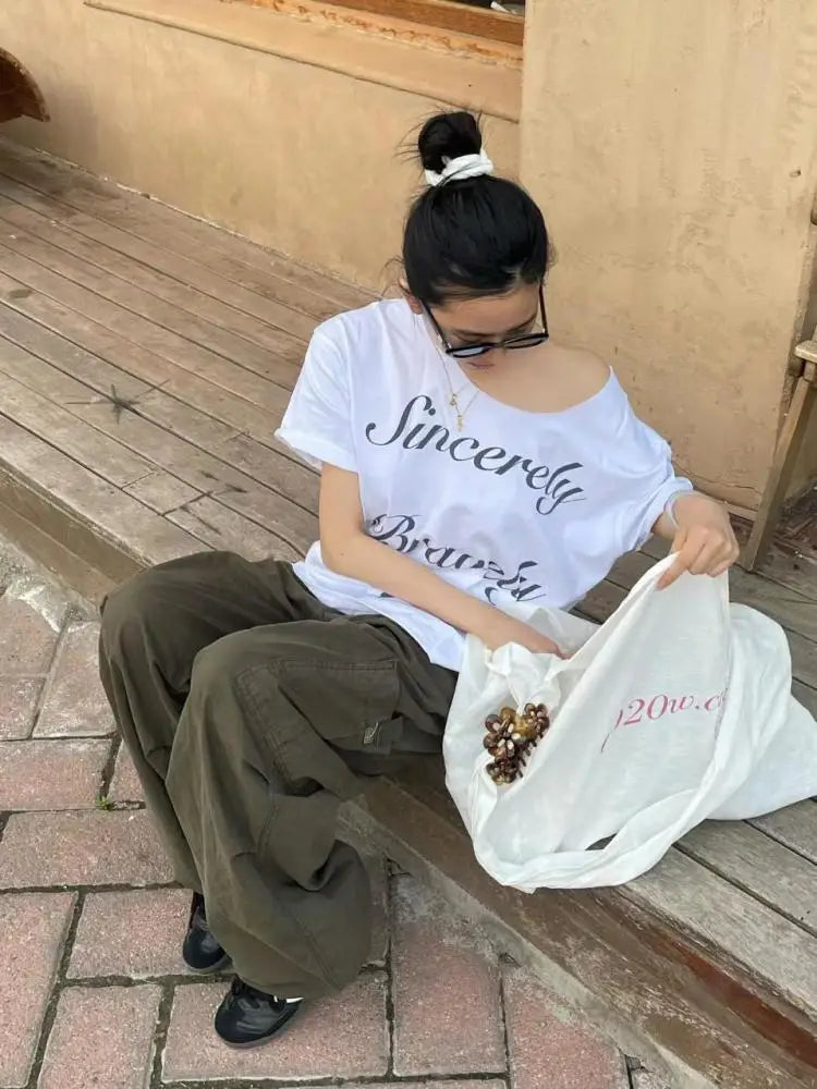 Off-Shoulder Printed Cotton Tee