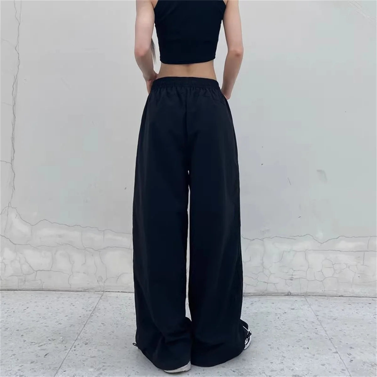 Y2K Wide-Leg Drawstring Cargo Sweatpants