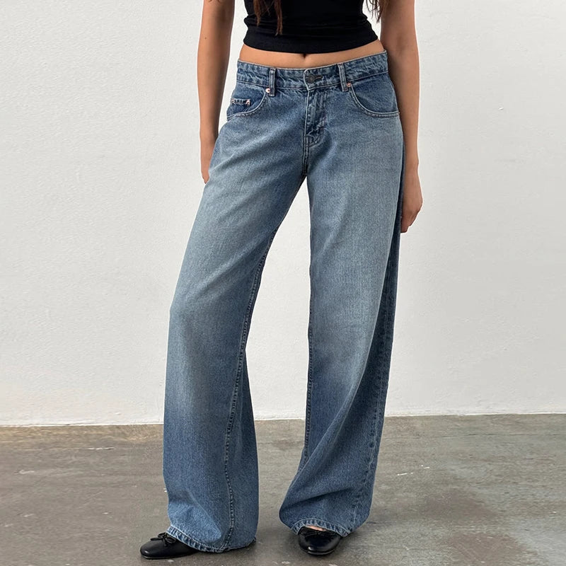 Y2K Aesthetic Wide-Leg Boyfriend Jeans
