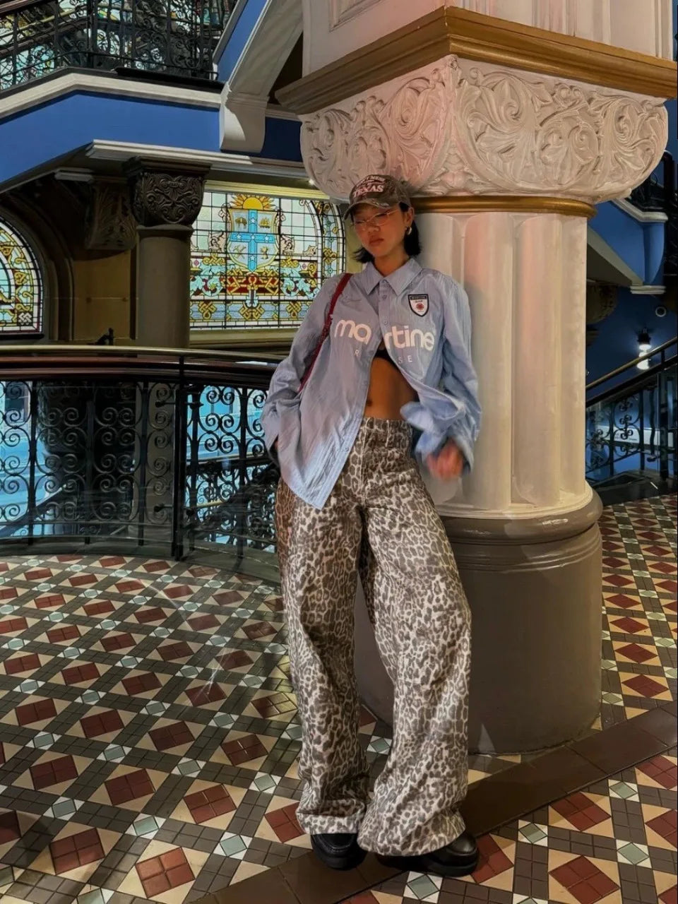 Jaded London Leopard-Print Wide-Leg Trousers