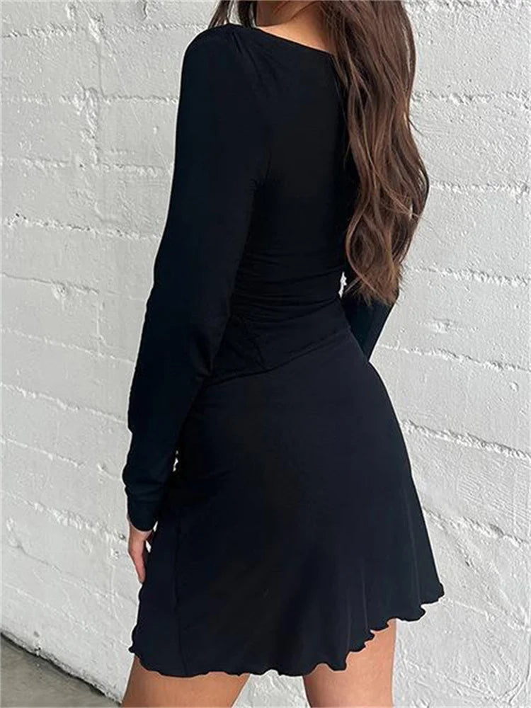 Fantoye Asymmetrical Slit Long Sleeve Top