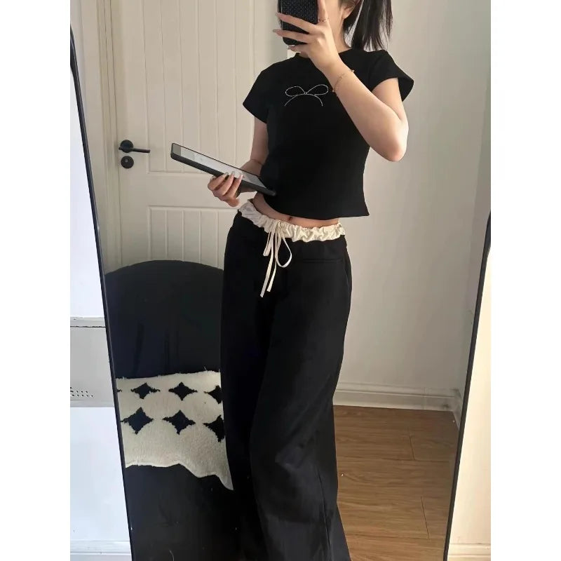 Lace High-Waist Baggy Sweatpants