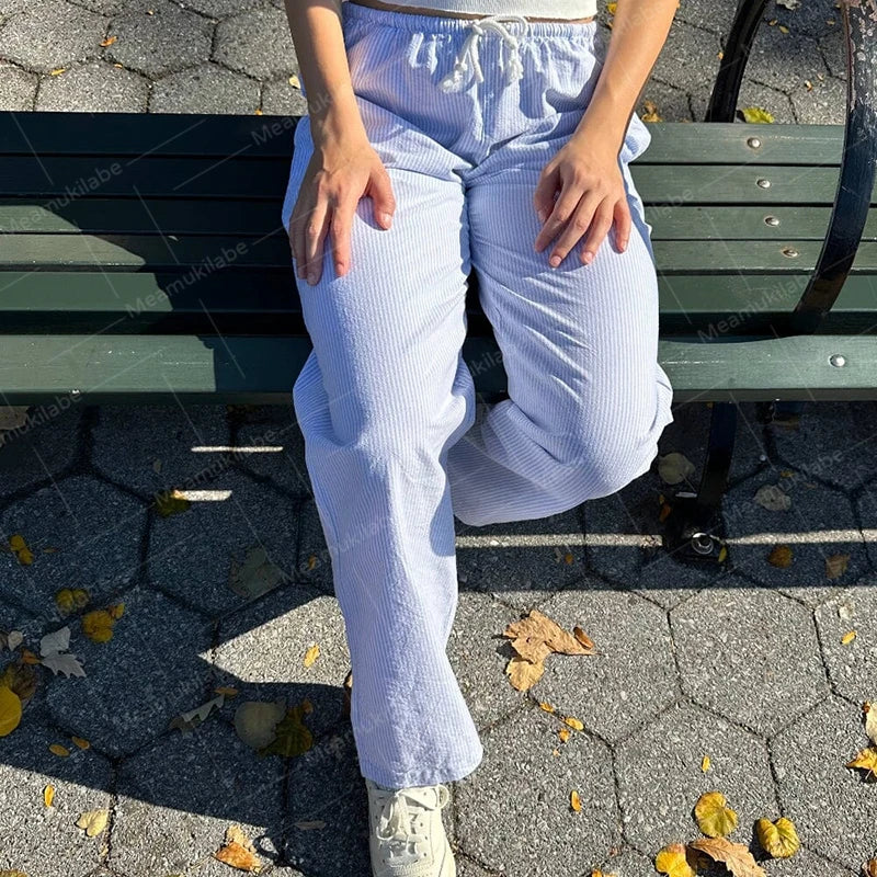 Comfy Tie-Up Waist Wide-Leg Lounge Pants