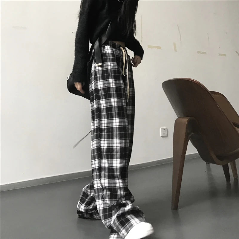 Oversized Black Plaid Sweatpants