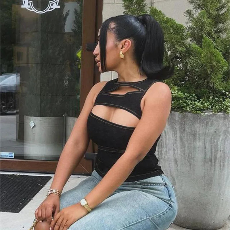 Women's Sleeveless Hollow Slim Vest Top