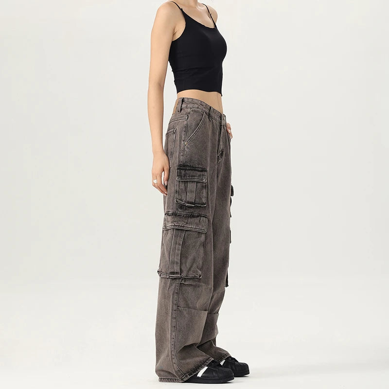 Spring & Autumn Women Cargo Jeans