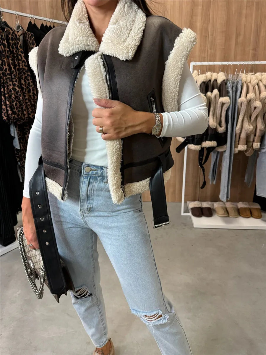 Sleeveless Faux leather Vest