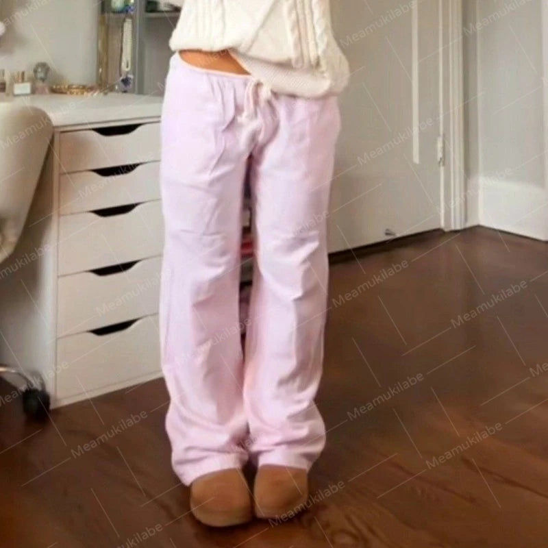 Comfy Tie-Up Waist Wide-Leg Lounge Pants