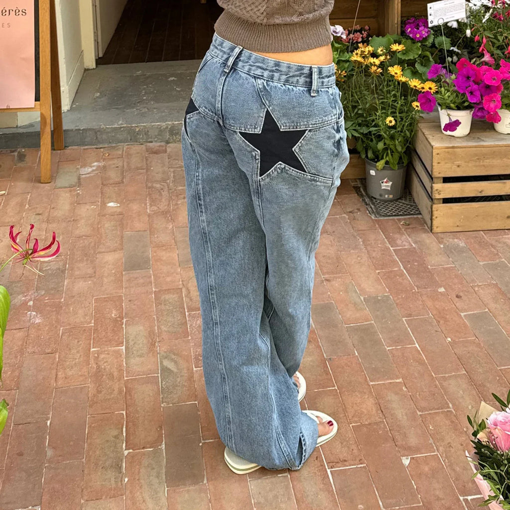 Star Pattern Loose Boyfriend Jeans