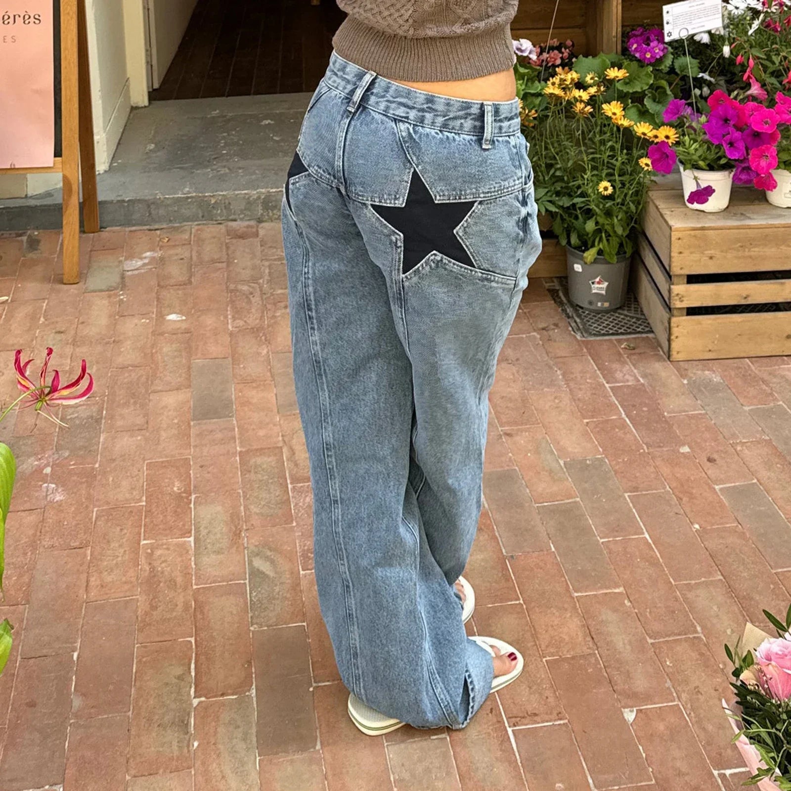 Star Pattern Loose Boyfriend Jeans