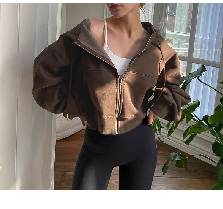 Casual Cotton Zip up Hooded Sweatshirt