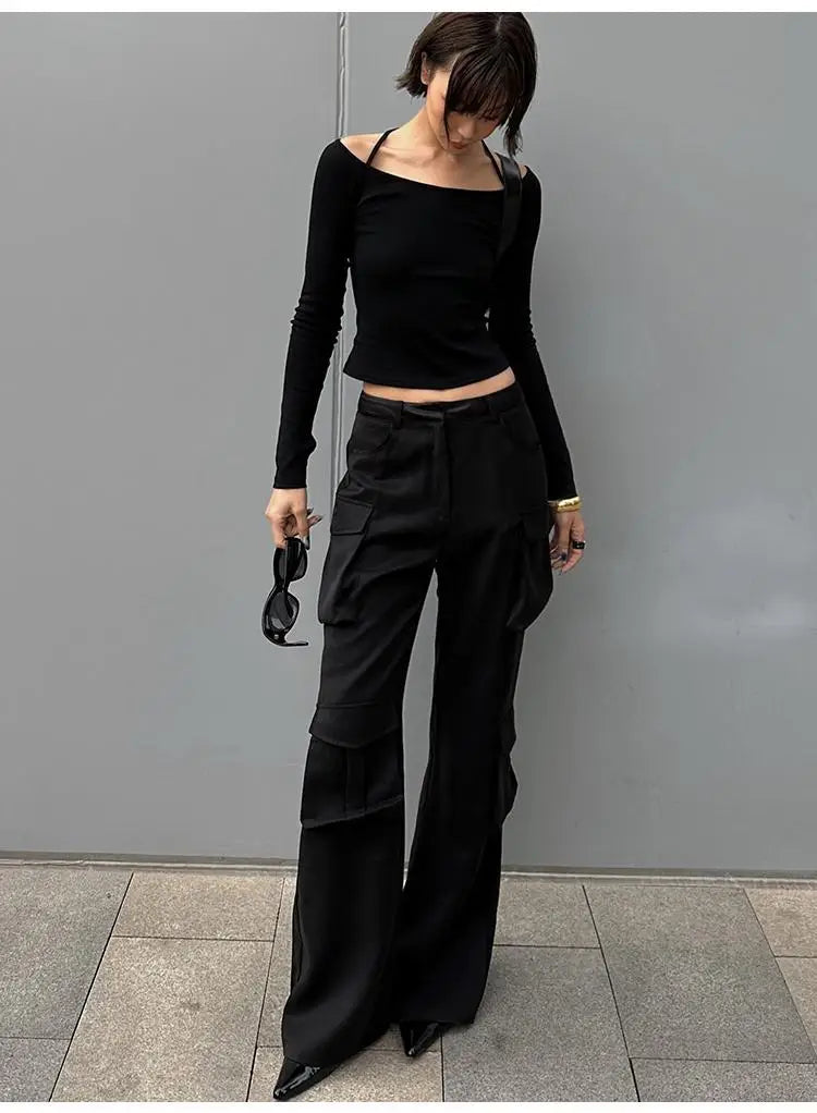 Black Halter Slim Tee