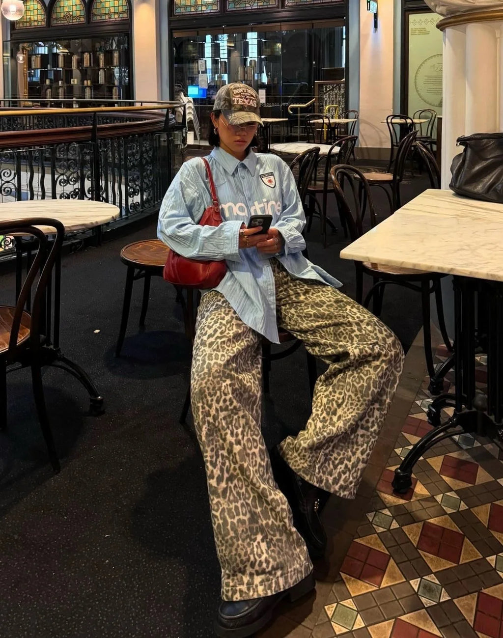 Jaded London Leopard-Print Wide-Leg Trousers