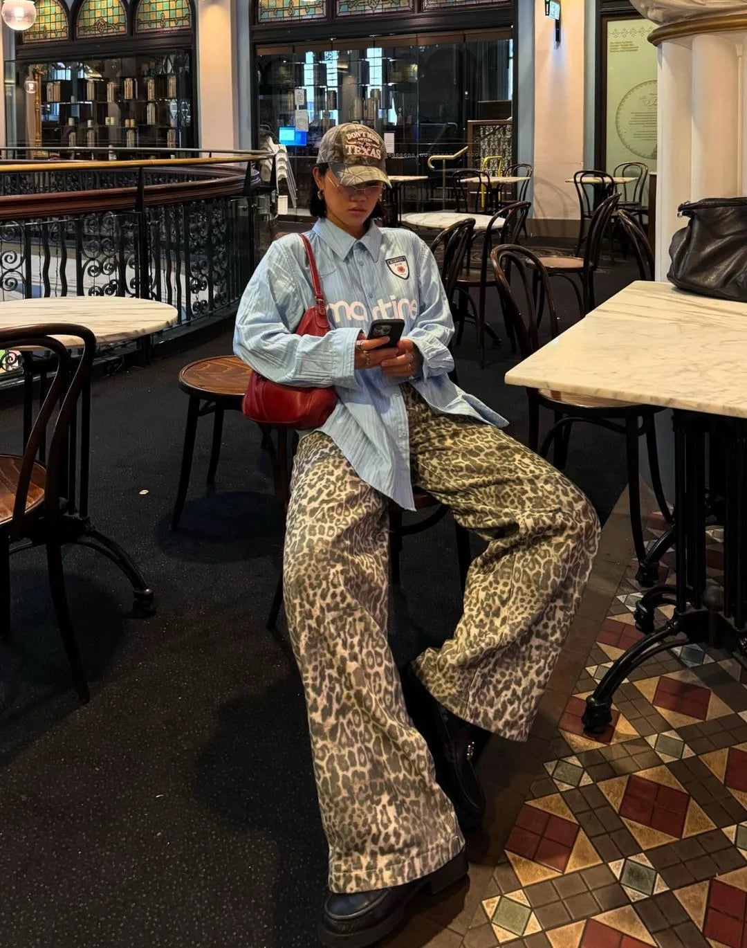 Jaded London Leopard-Print Wide-Leg Trousers