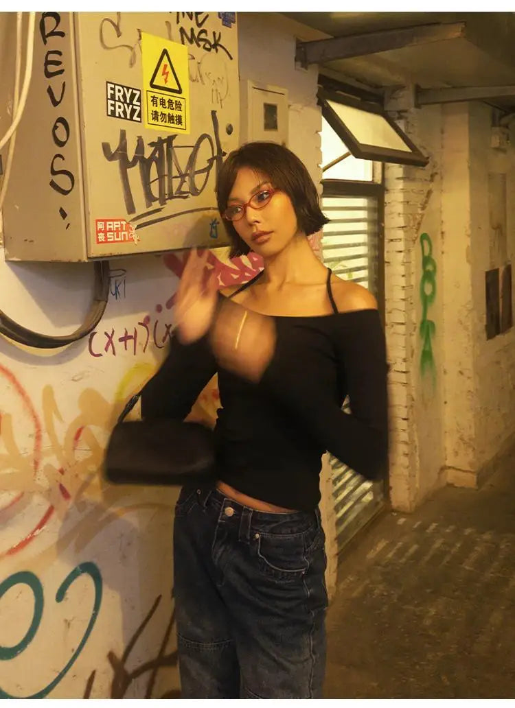 Black Halter Slim Tee