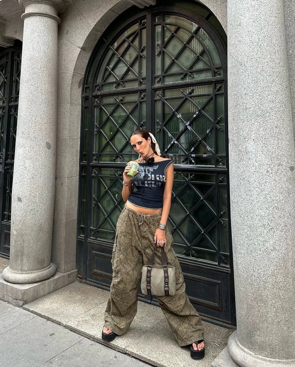 Leaf Pattern Cargo Pants