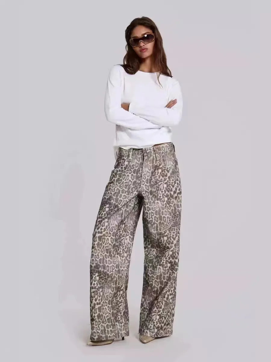 Jaded London Leopard-Print Wide-Leg Trousers
