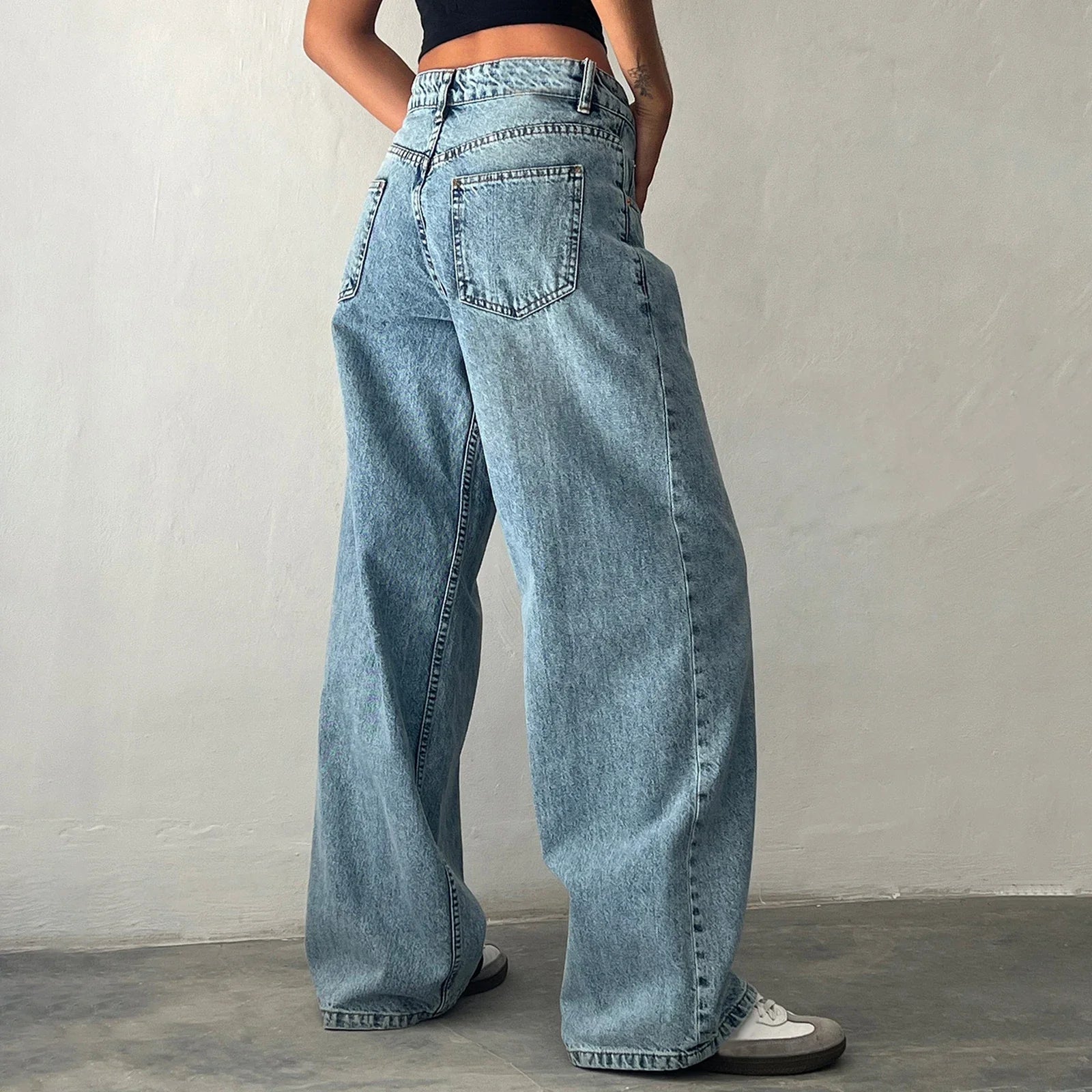 Y2K Wide-Leg Low-Waist Denim Jeans