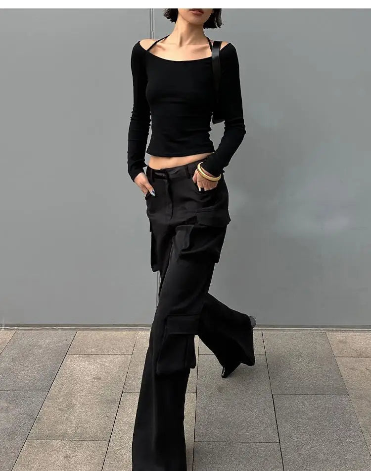 Black Halter Slim Tee