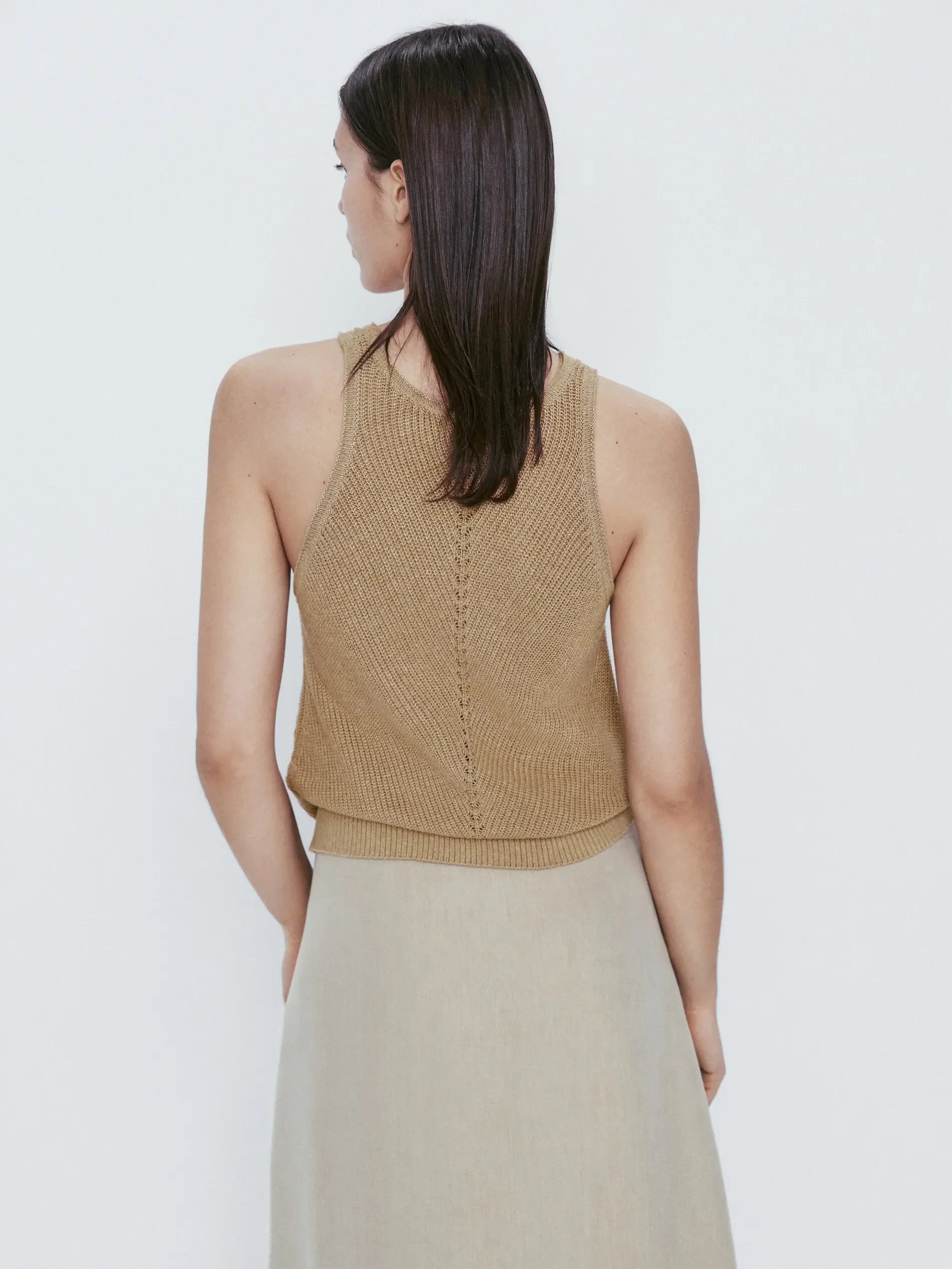 Casual standard crew-neck knitted rib vest