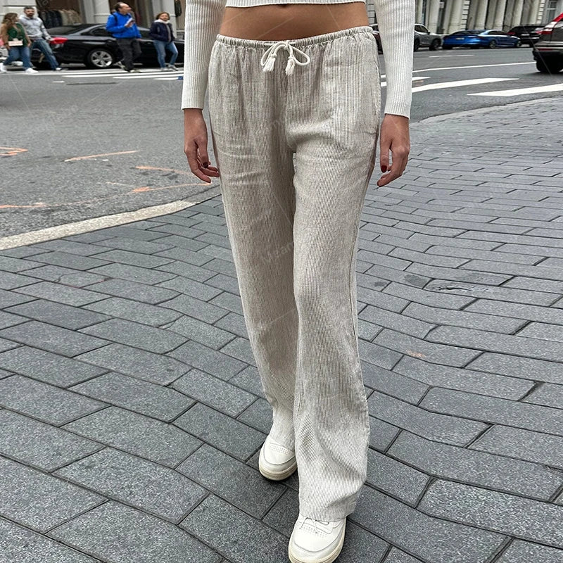Comfy Tie-Up Waist Wide-Leg Lounge Pants