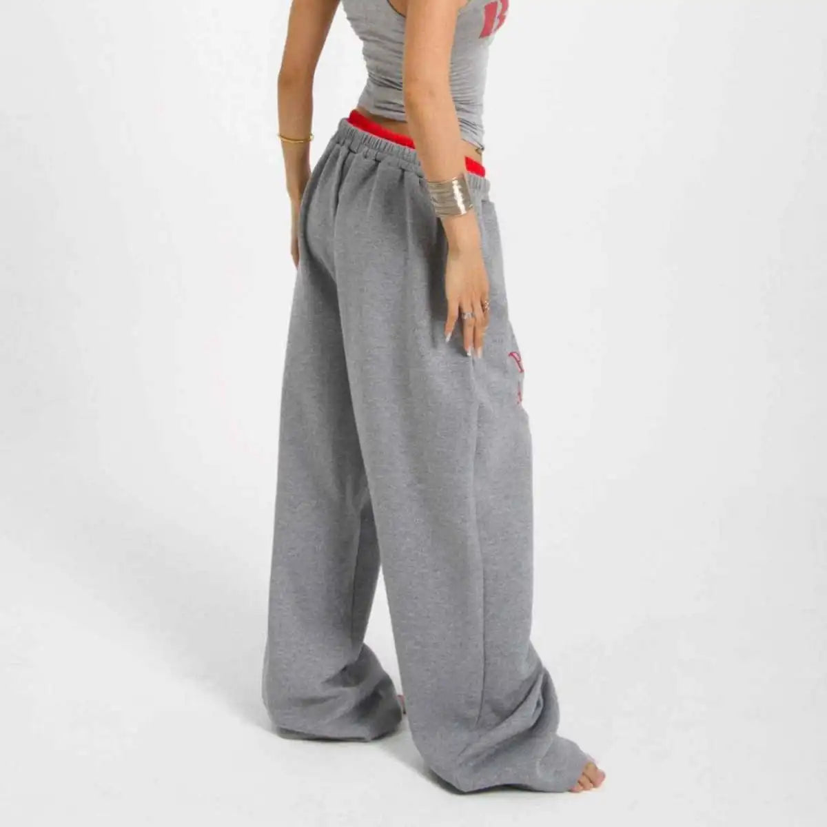 Deeptown Y2K Oversized Grey Sweatpants