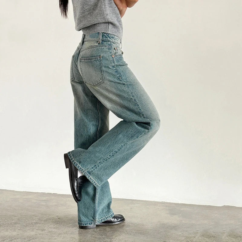 Y2K Aesthetic Wide-Leg Boyfriend Jeans